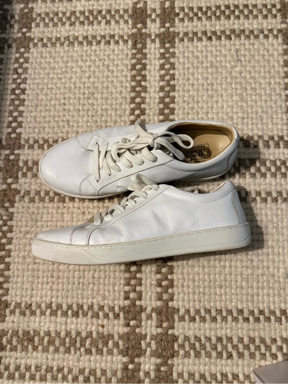 White Leather Low-Top Men's Sneakers by Mercanti Fiorentini. Size 10.5 men’s.